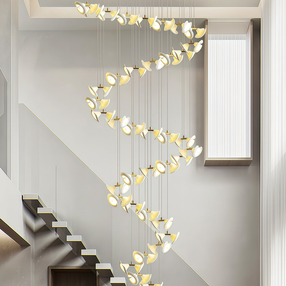 Luxury Ceramic Tulip Chandelier with Gold Stainless Steel Frame