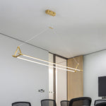 Slim Linear LED Pendant Light with Dimmable Brass Finish for Kitchen Island