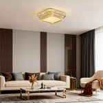 Crystal Flush Mount Ceiling Light with Chrome Frame and LED Illumination