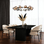 Nova Round Chandelier in Black with Clear Glass Shades