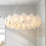 French Glass Garland Chandelier with Brass Finish, Crystal Accents