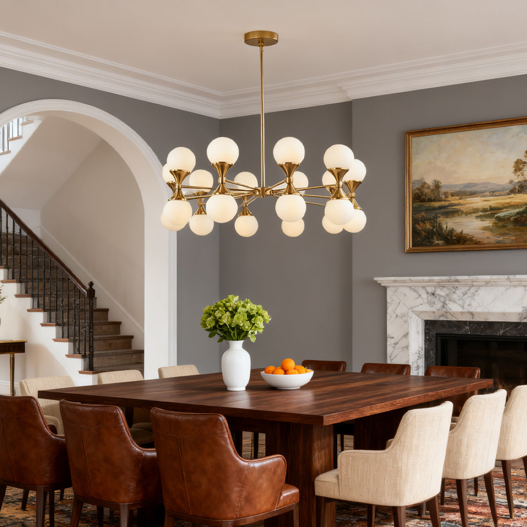 Nordic Bubble Glass Chandelier in Polished Copper with Clear Glass Shades