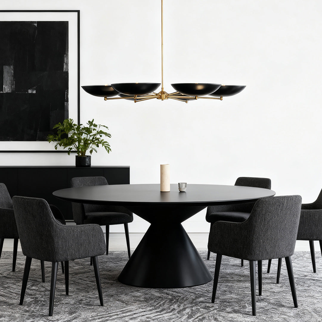 Noir et Or Chandelier – Contemporary French Vintage Six-Light Pendant