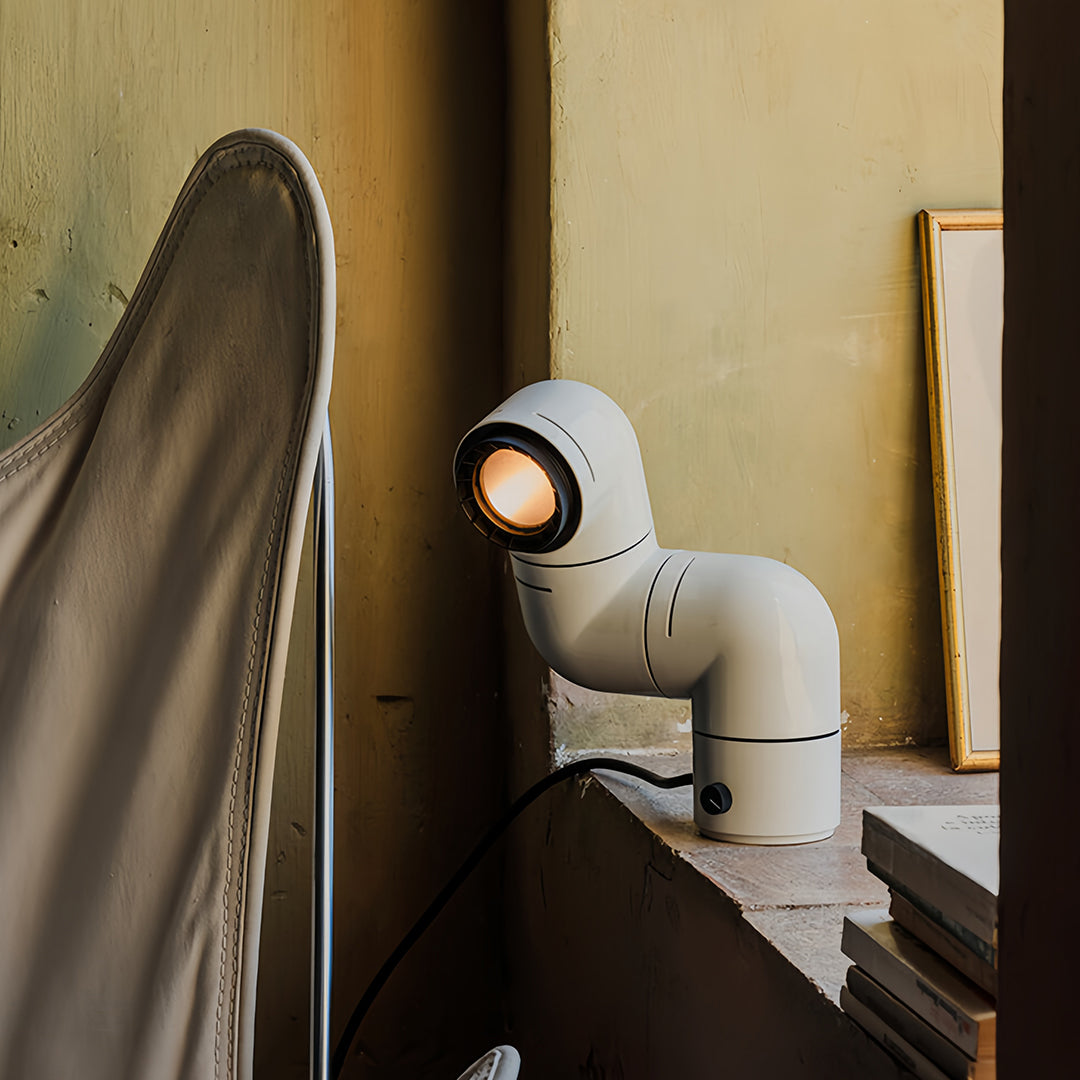 Modern Rotating Pipe Table Lamp with LED Warm Light