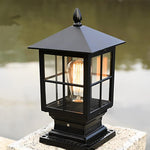 Stone Pillar Outdoor LED Light in Black – Solar & Hardwired Garden Post Lantern
