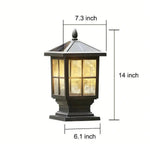 Stone Pillar Outdoor LED Light in Black – Solar & Hardwired Garden Post Lantern
