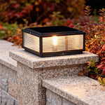 Square Ribbed Glass LED Pillar Light for Modern Outdoor Spaces