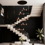 Crystal Staircase Chandelier Nordic Geometric LED Pendant Light