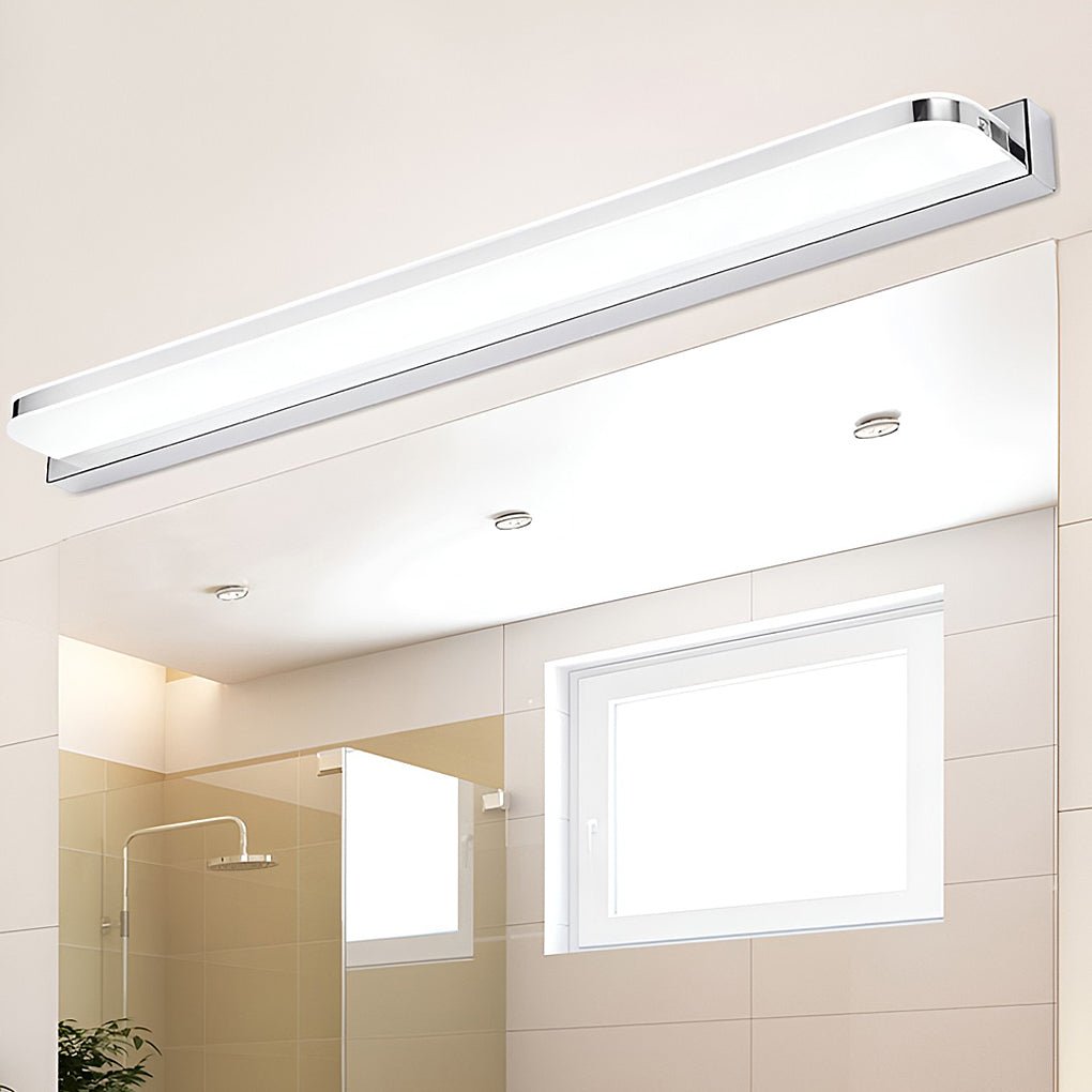 LED Bathroom Vanity Light with Polished Iron Trim, Wall-Mounted Panel