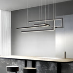 Geometric LED Linear Chandelier with Remote Dimmable Nordic Modern Pendant Light