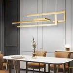 Geometric LED Linear Chandelier with Remote Dimmable Nordic Modern Pendant Light