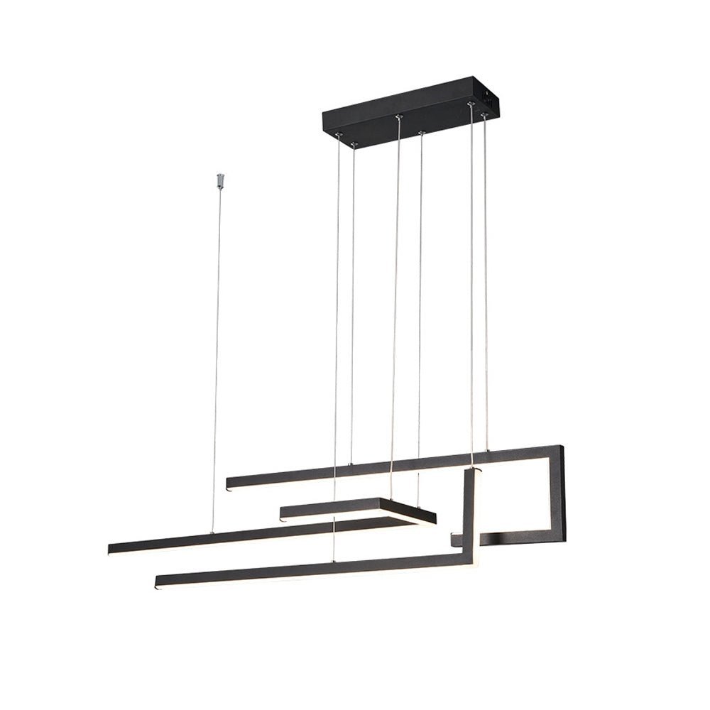 Geometric LED Linear Chandelier with Remote Dimmable Nordic Modern Pendant Light