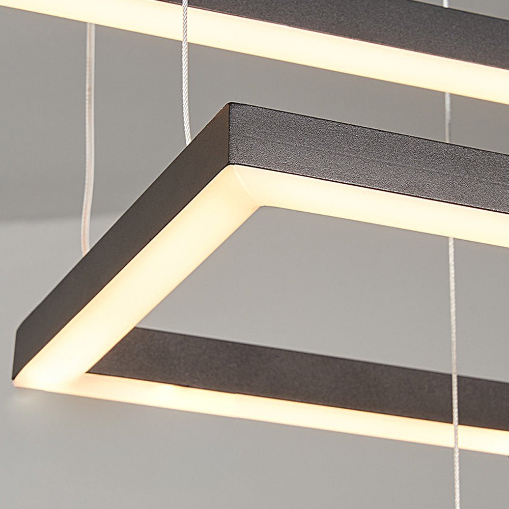 Geometric LED Linear Chandelier with Remote Dimmable Nordic Modern Pendant Light