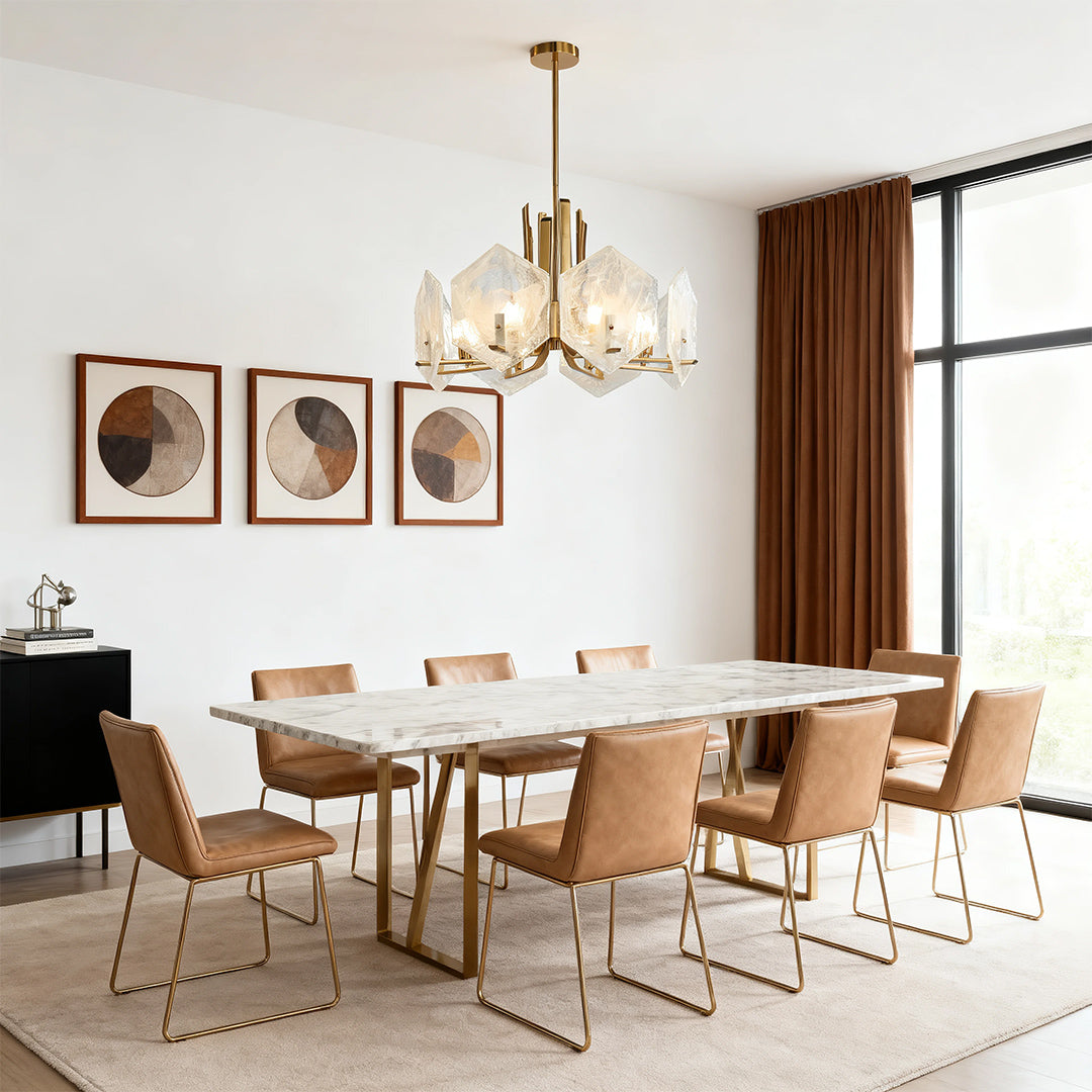 Aurelia Gold Geometric Chandelier – Vintage Industrial Pendant Light for Dining & Living Spaces