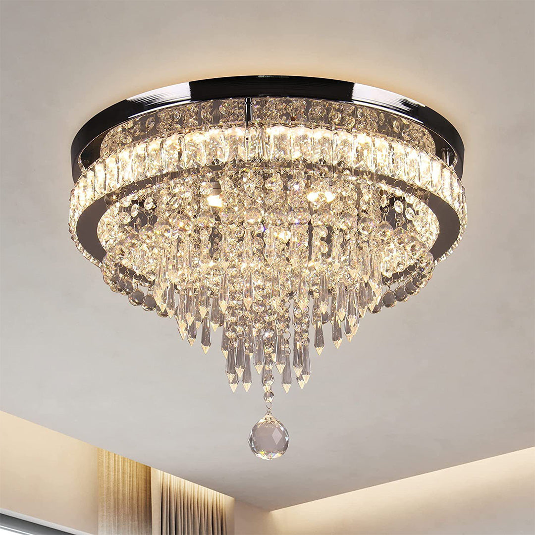 Aurelia Crystal Flush Mount Ceiling Light in Gold Stainless Steel