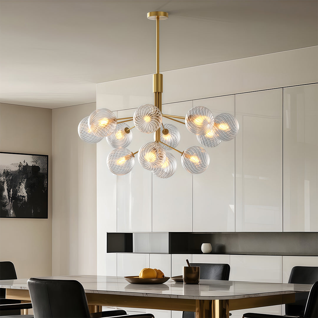 Solid Copper Glass Ball Chandelier | Modern Luxury Pendant Light