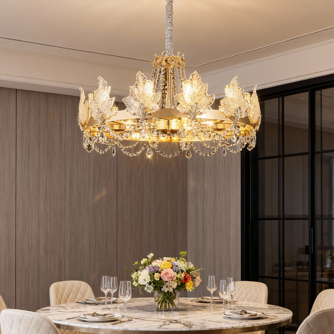 French Crystal Chandelier in Champagne Gold for Elegant Interiors