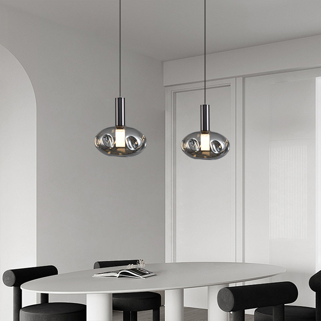 Modern Drum Pendant Light with Branch Design, Minimalist LED Ceiling Lamp