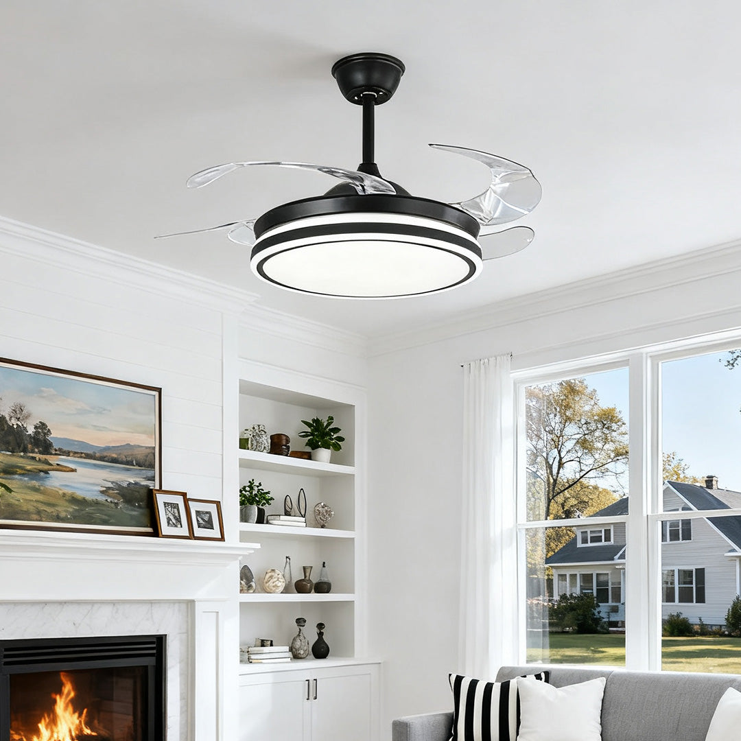 Noir All-Copper Ceiling Fan with Dimmable LED Light and Remote