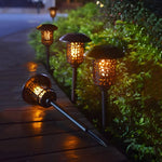 Solar Pathway Light in Black with Warm White Flame LED
