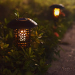 Solar Pathway Light in Black with Warm White Flame LED