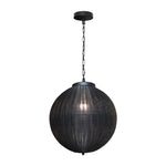 Black Woven Rattan Pendant Light, Waterproof Outdoor Hanging Lamp