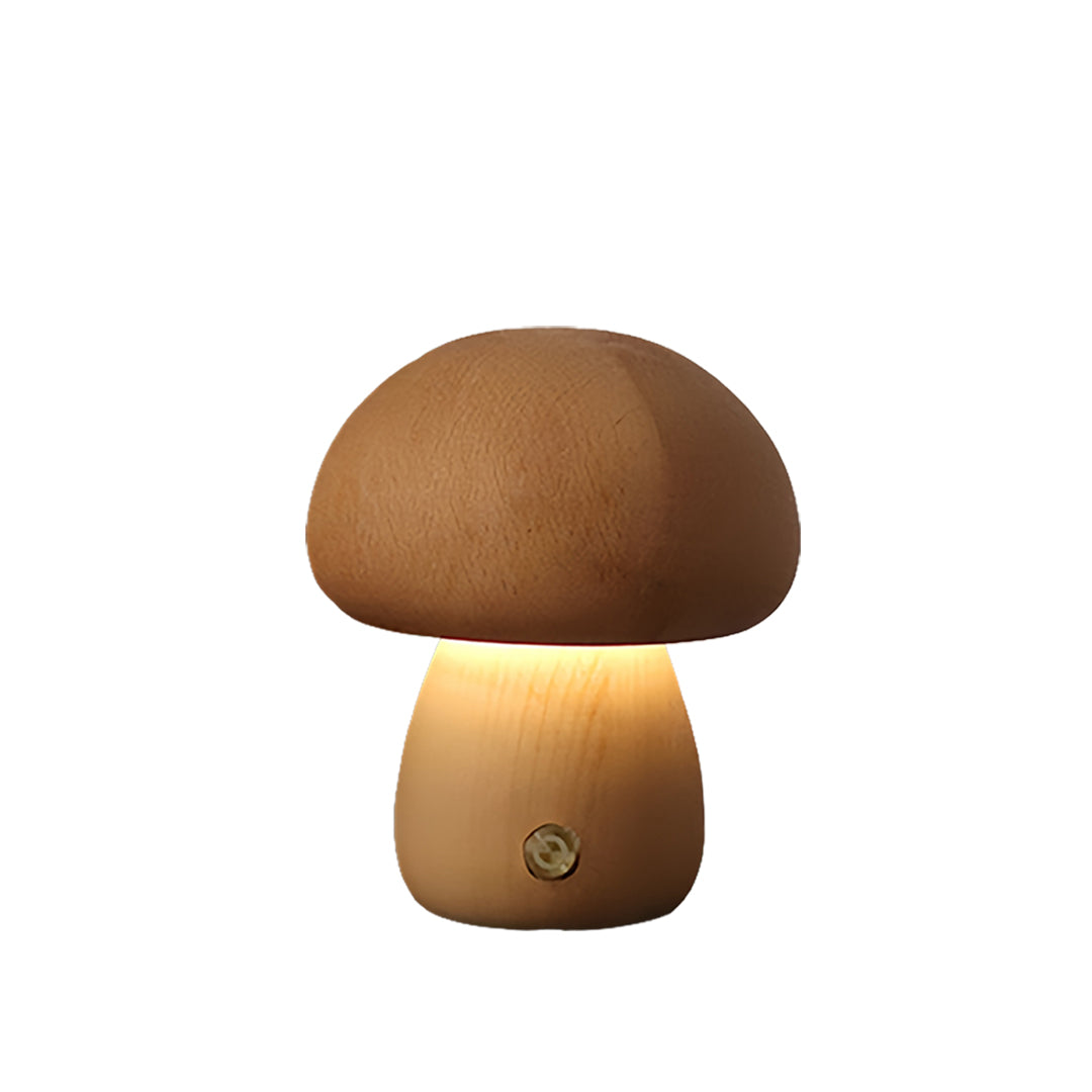 Aurora Wooden Mushroom Table Lamp with Touch Dimming