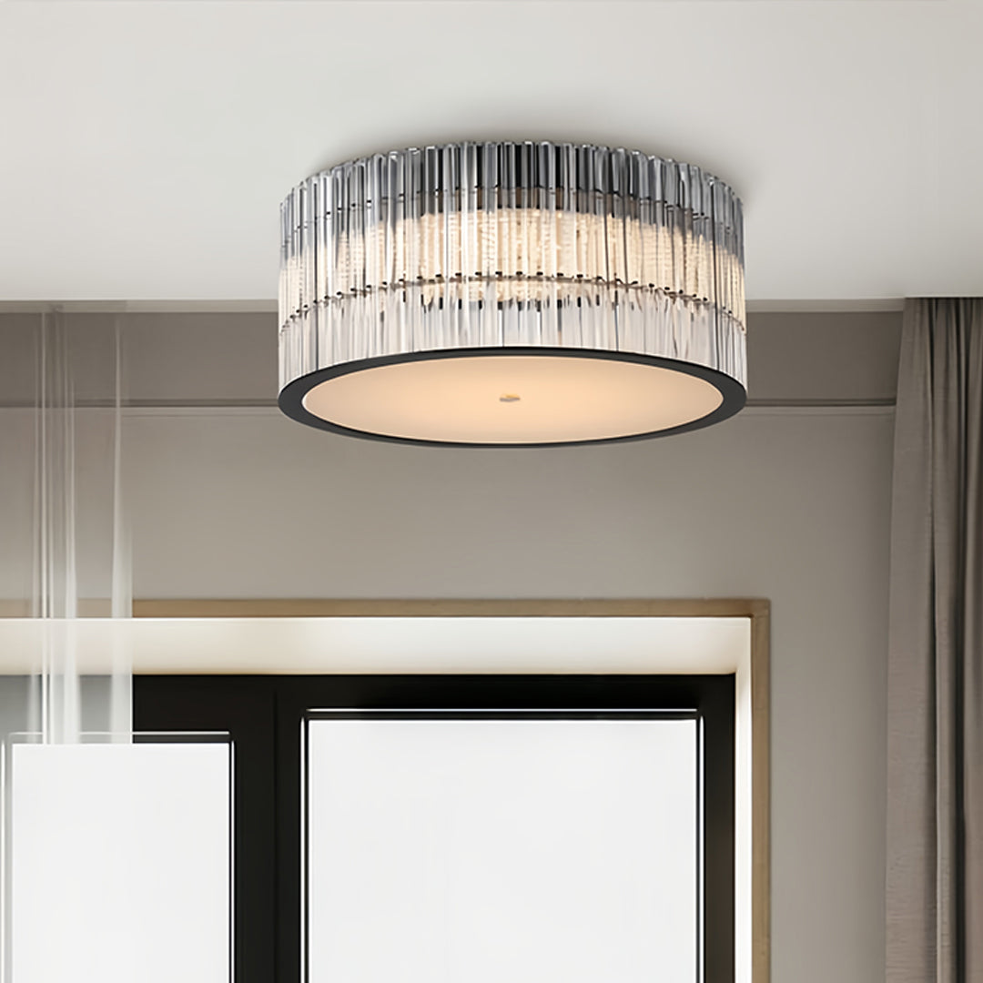 Lumina Crystal Flush Mount Ceiling Light in Black and Glass