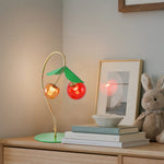 Nordic Cherry Stained Glass LED Table Lamp, Dual-Head Designer Desk Light