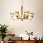Aurelia Brass and Glass Six-Light Chandelier with Adjustable Chain