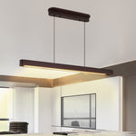 Linear Pendant Light with Walnut Wood Accents, Japanese Minimalist Island Lighting