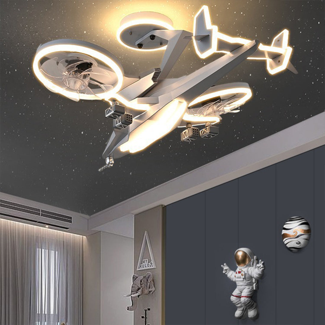 Aviator LED Ceiling Fan with Full Spectrum Light for Kids' Rooms
