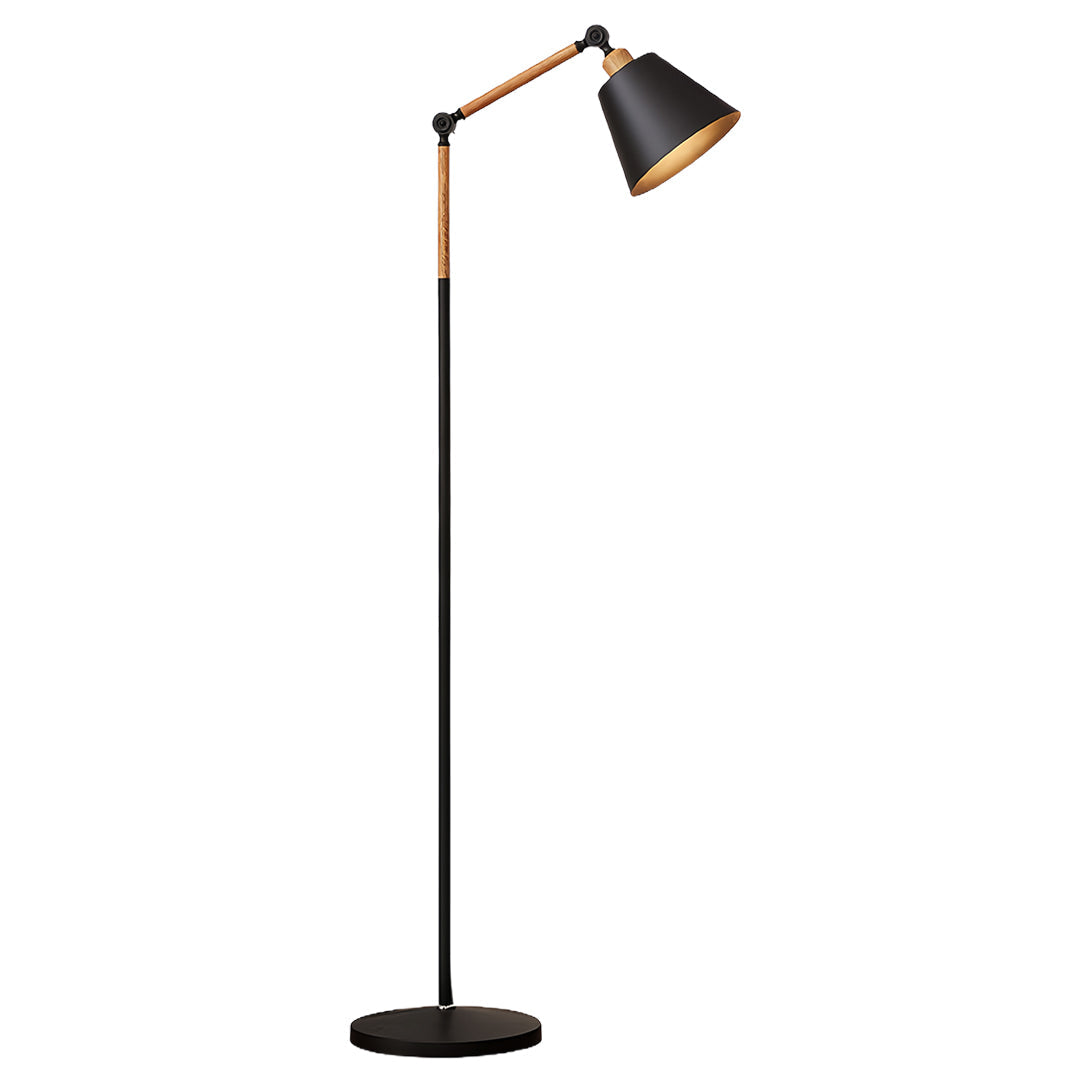 Modern Metallic Floor Lamp with Adjustable Arm for Living Room