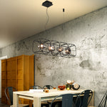 Nordic Square Cage Chandelier – Modern Linear LED Pendant Light