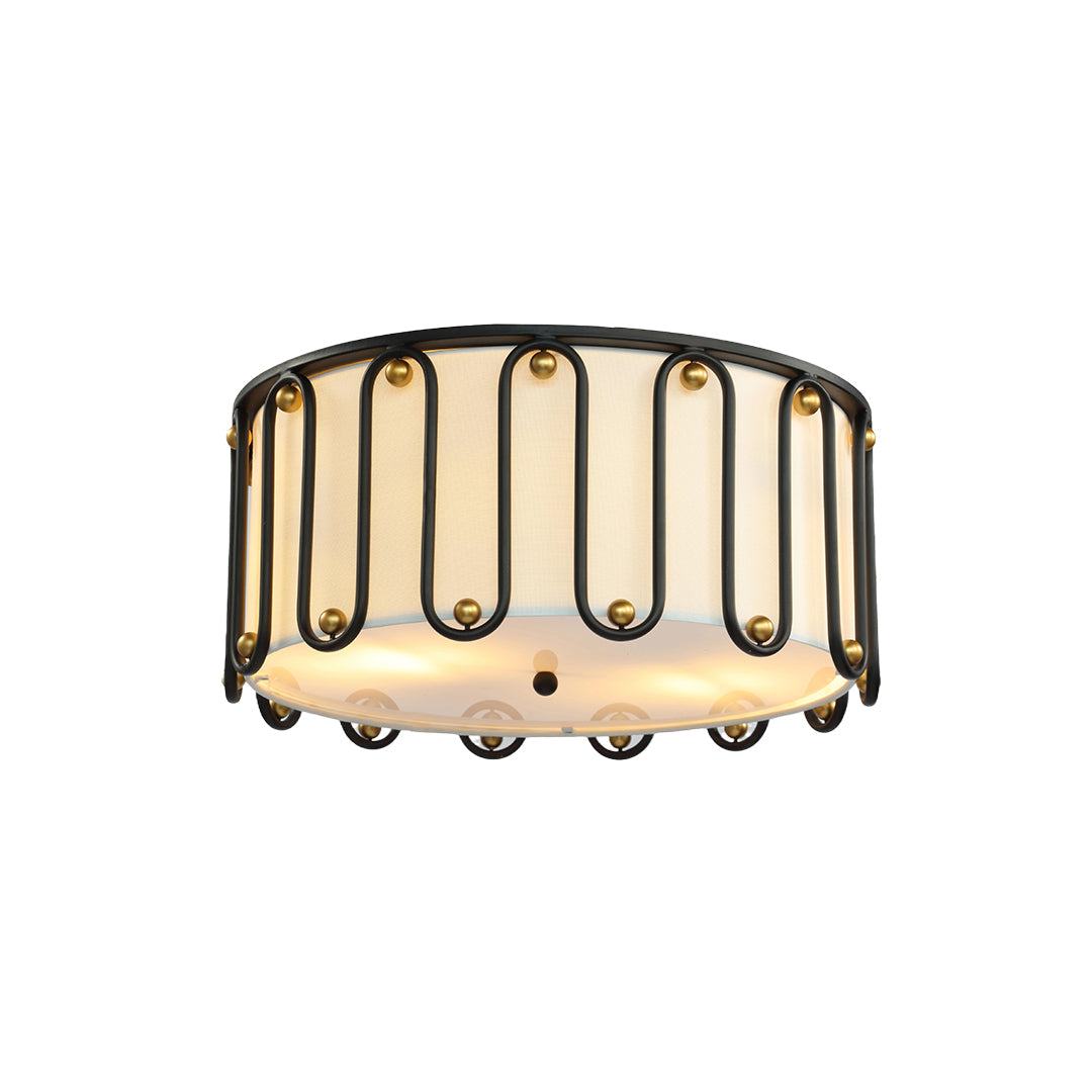 Aurelia Drum Flush Mount Ceiling Light in Matte Black with Opal Acrylic Shade