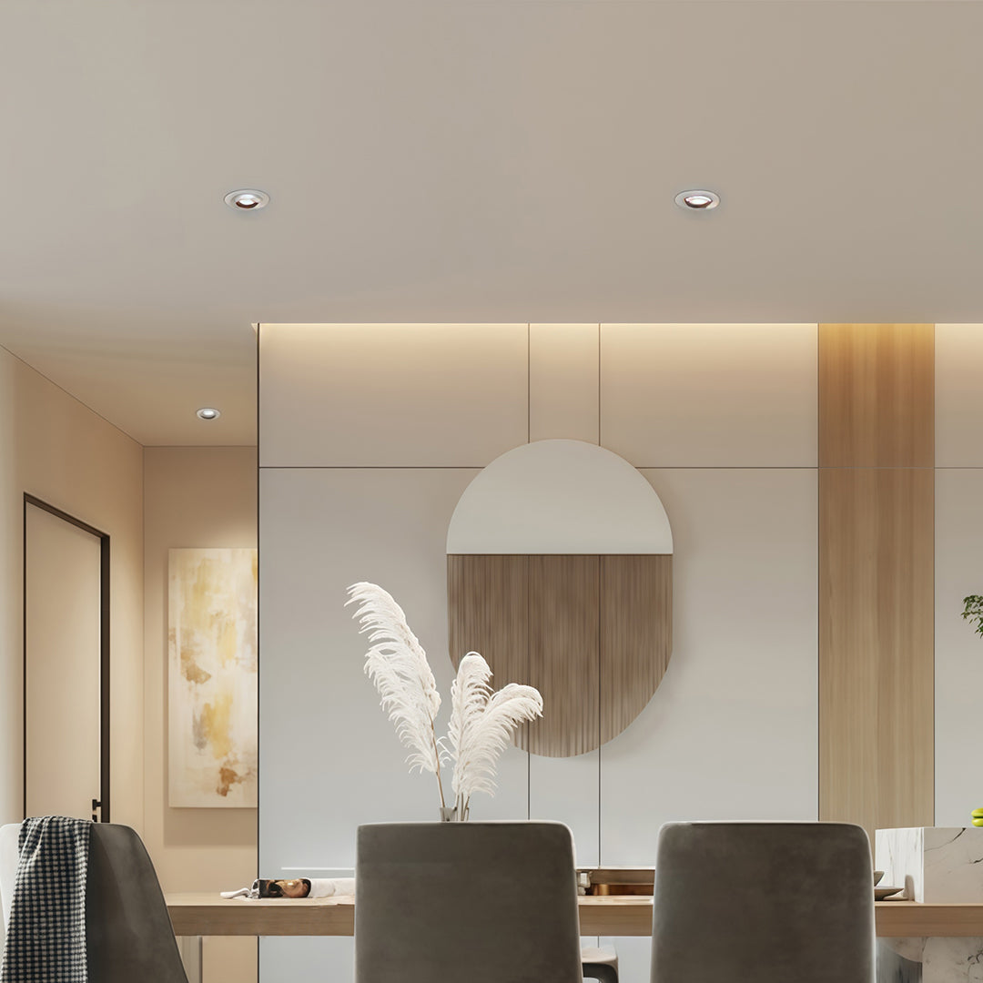 Recessed LED Downlight in White Aluminum with Anti-Glare Design