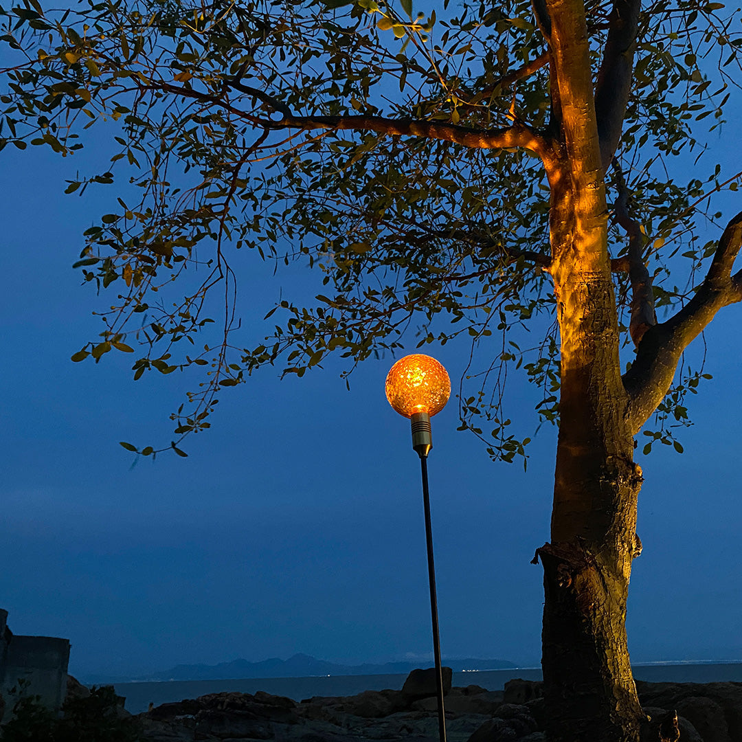 Reed Path Landscape Lighting with Glass Sphere Shade, Outdoor LED Garden Lamp