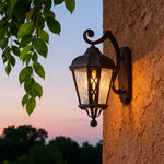 Vintage Outdoor Wall Sconce with Clear Glass Shade in Sand Black Aluminum