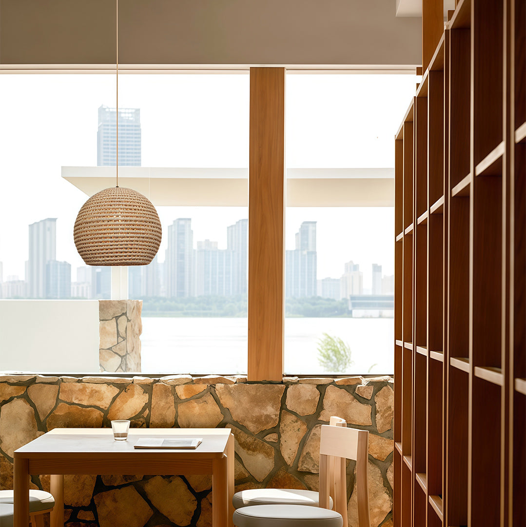 Raffia Zen Pendant Light – Handcrafted Japanese Paper Shade