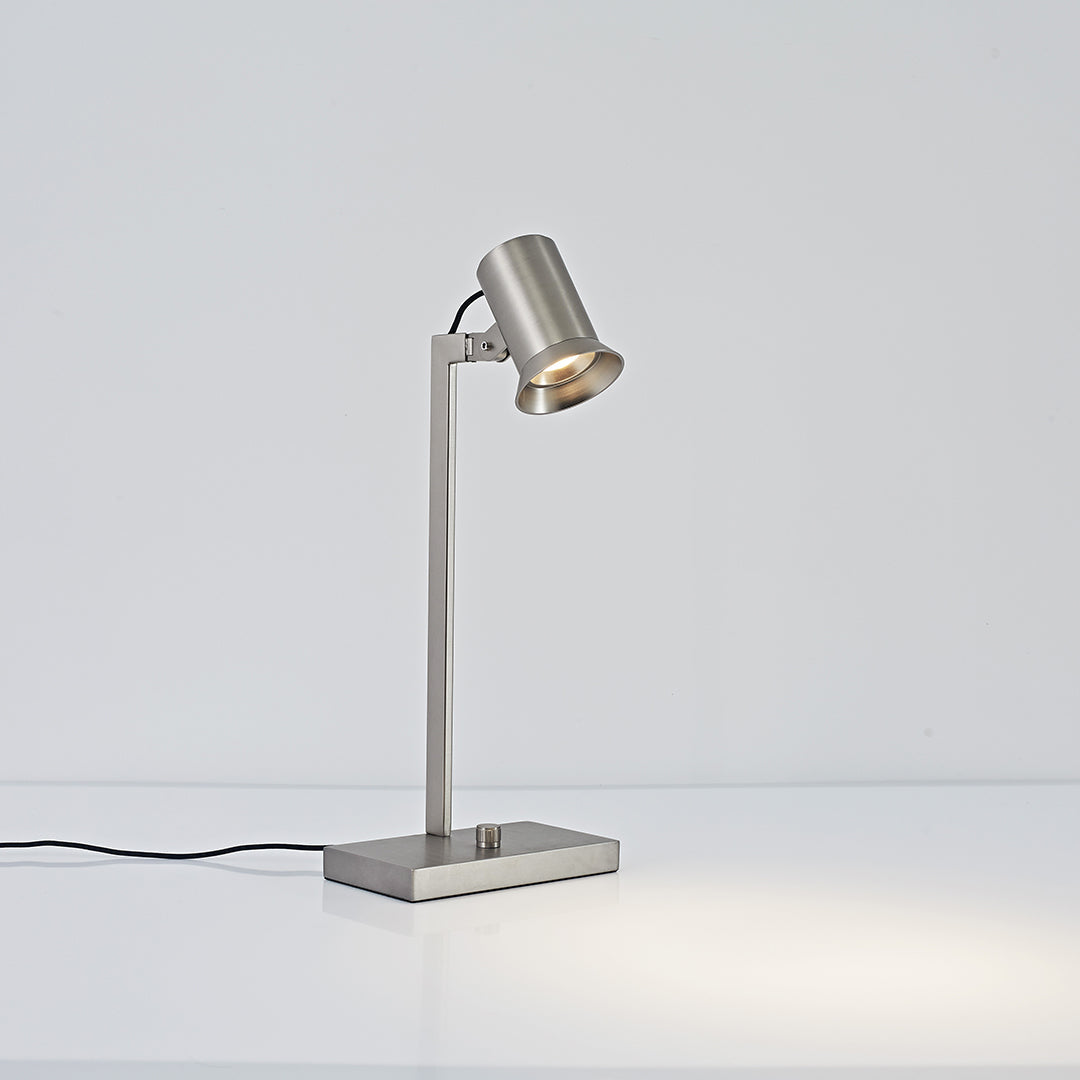 Swing Arm Desk Lamp in Brushed Nickel with Articulated Metal Arm