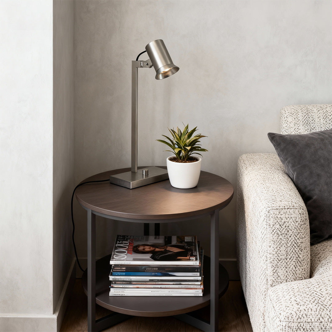 Swing Arm Desk Lamp in Brushed Nickel with Articulated Metal Arm
