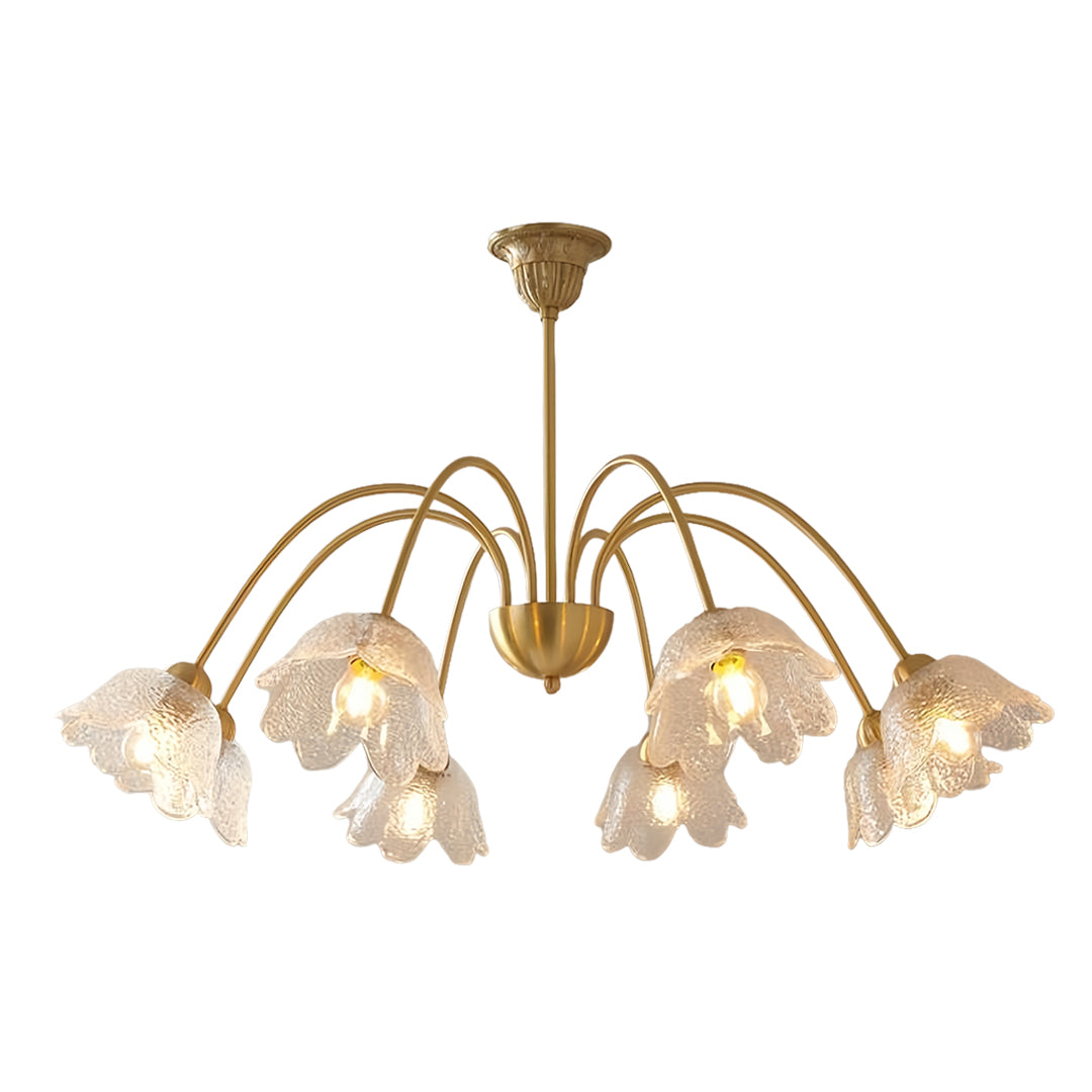 French Style Glass Petal Chandelier in Brass for Elegant Interiors