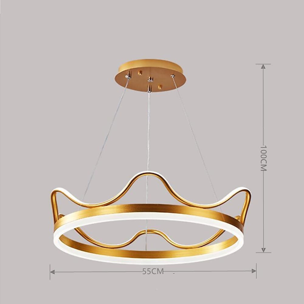 Dimmable Round Led Ring Chandelier Crown Design Modern Aluminum Acrylic Pendant Light For Living Room