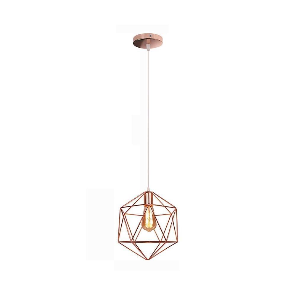 Geometric Cage LED Pendant Light in Black or Rose Gold