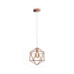 Geometric Cage LED Pendant Light in Black or Rose Gold