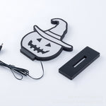 Enchanted Pumpkin LED Table Lamp with Witch Hat in Acrylic