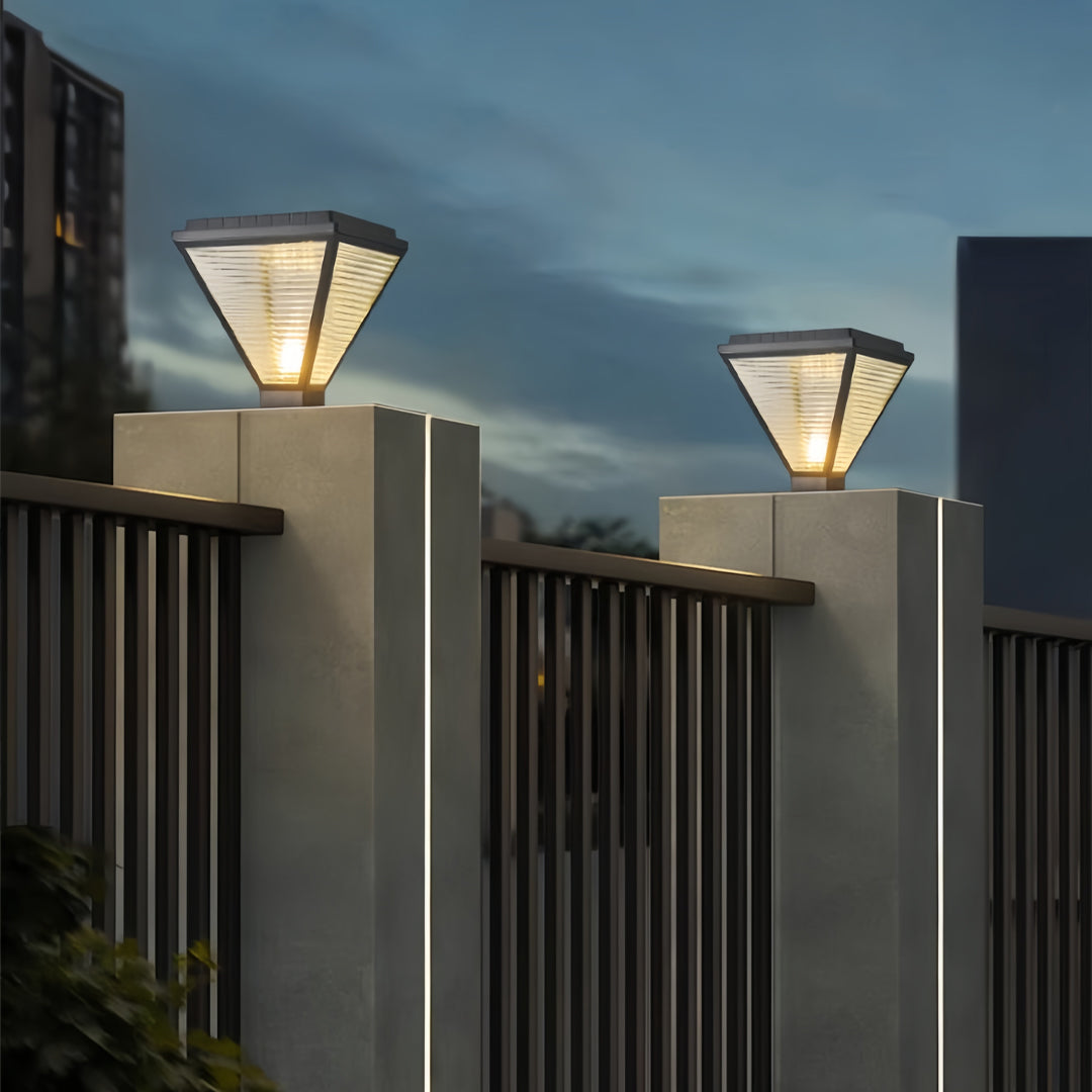 Modern Outdoor Pillar Light with LED Warm Glow, Black Aluminum