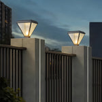Modern Outdoor Pillar Light with LED Warm Glow, Black Aluminum