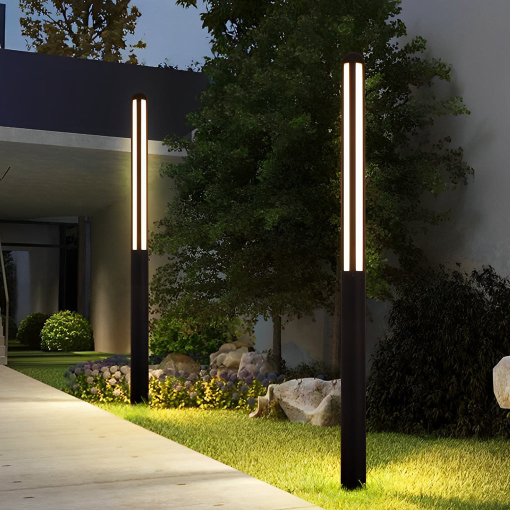 Modern Tall Garden Bollard Light | Minimalist Black Aluminum LED Pathway Lamp