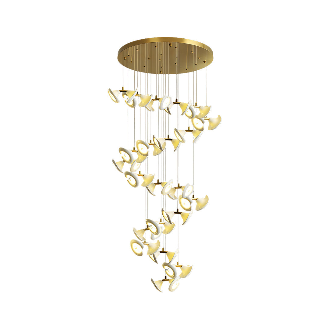 Luxury Ceramic Tulip Chandelier with Gold Stainless Steel Frame